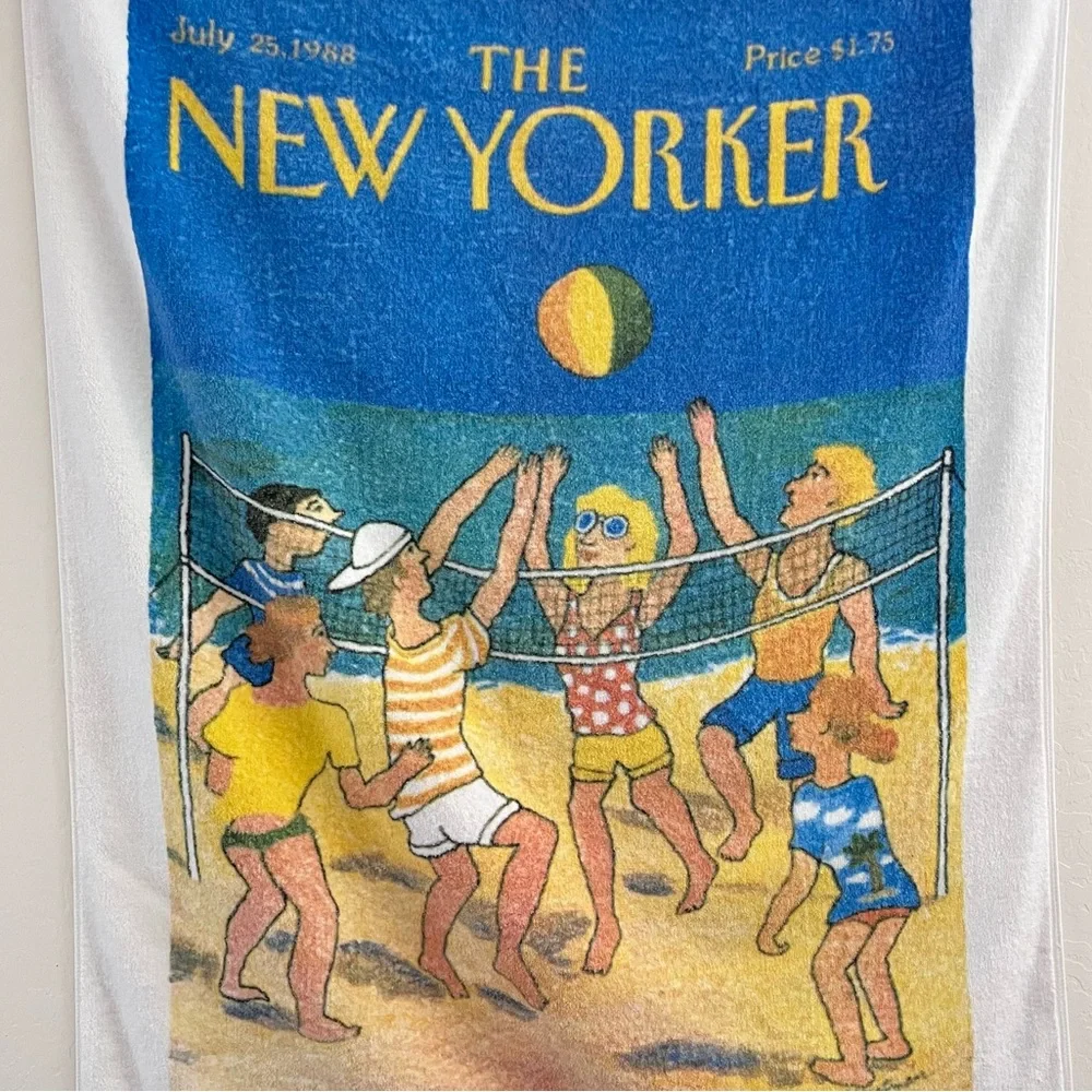 VTG The New Yorker Beach Towel July 25 1988 Cover - Volleyball Scene